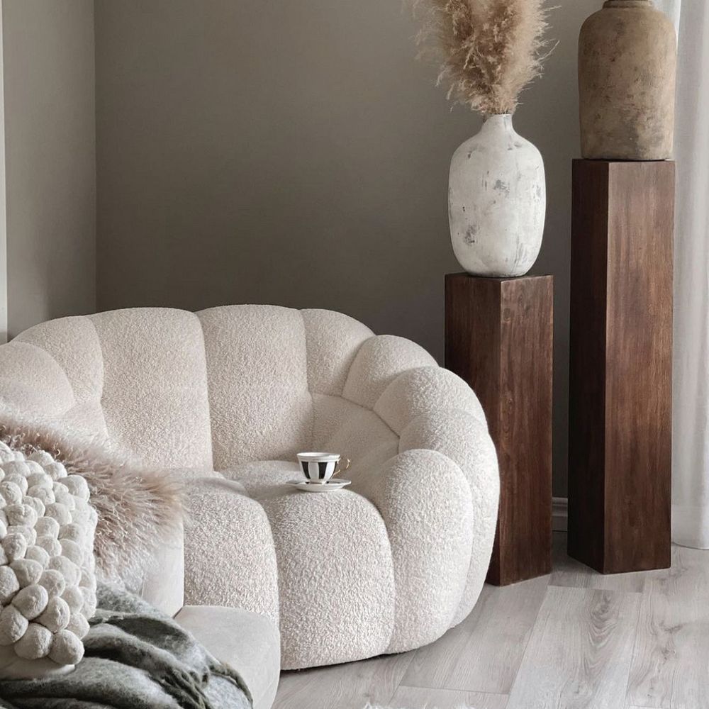 Fauteuil Bubble moderne Canapé une place, bouclé blanc