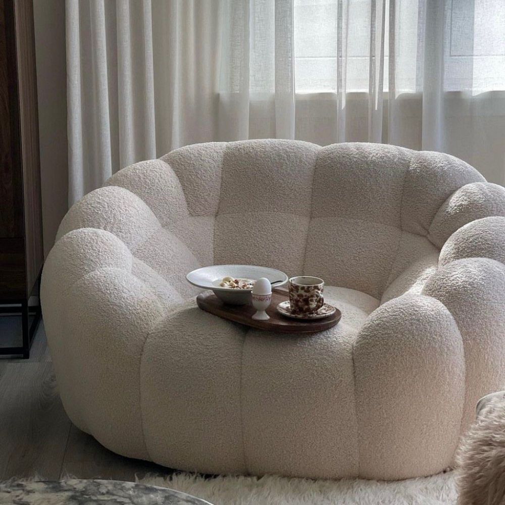 Fauteuil Bubble moderne Canapé une place, bouclé blanc