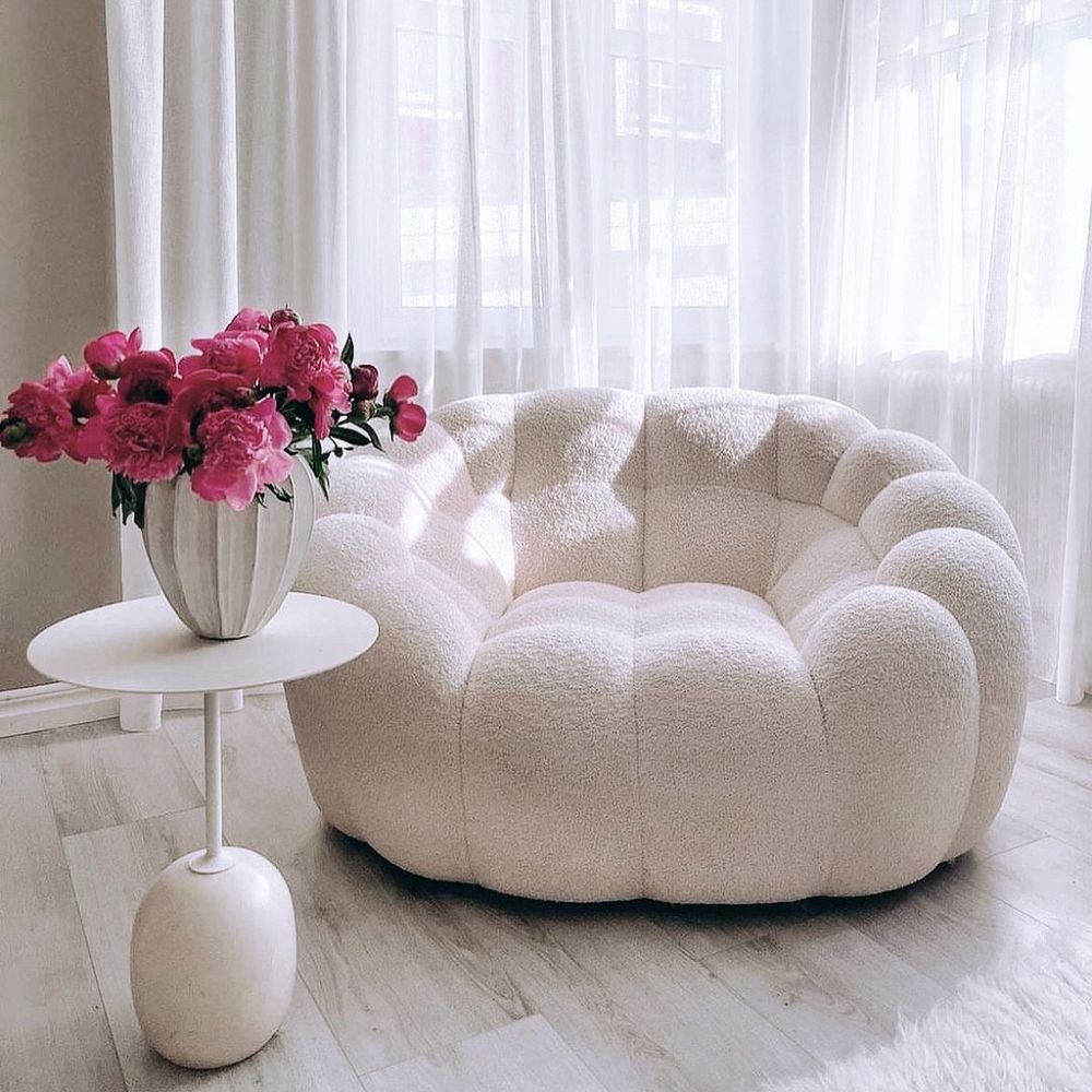 Fauteuil Bubble moderne Canapé une place, bouclé blanc