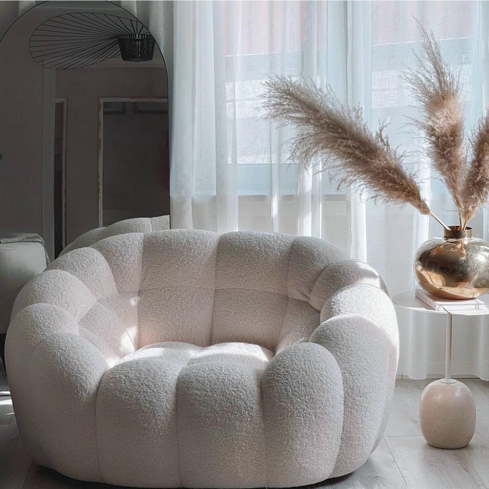 Fauteuil Bubble moderne Canapé une place, bouclé blanc